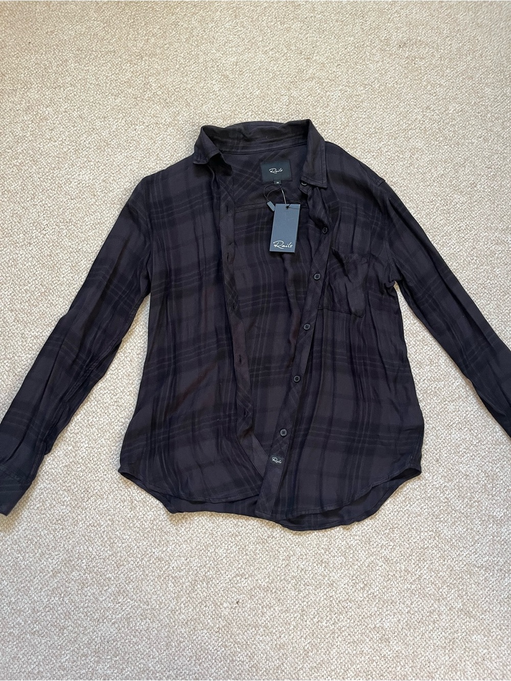 Rails Black Plaid Button-Up Shirt